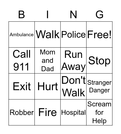 Community Safety Bingo Card