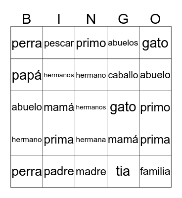 Family Bingo Card