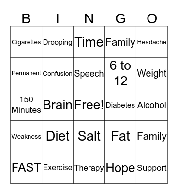 Stroke Bingo Card