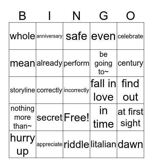 Untitled Bingo Card