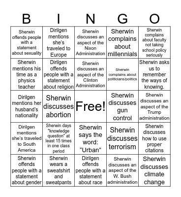 ToK Bingo August/September Bingo Card