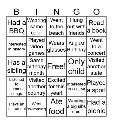 Camp Stuy Part 2 !!!! Bingo Card