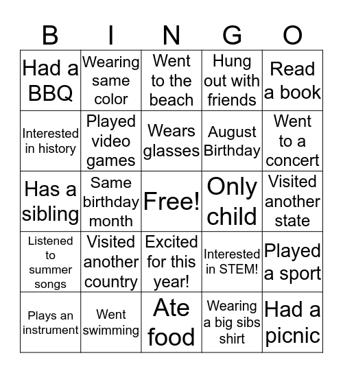 Camp Stuy Part 2 !!!! Bingo Card