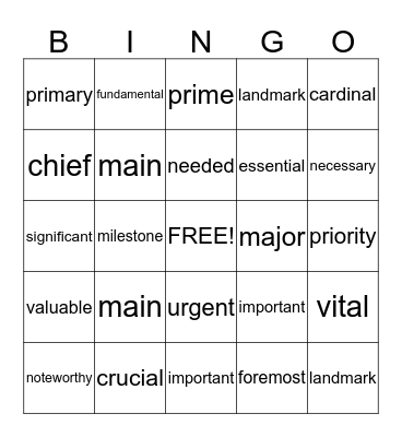 FLAG WORD Bingo Card