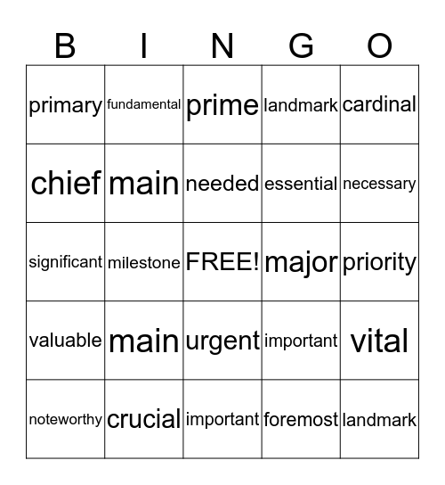 FLAG WORD Bingo Card