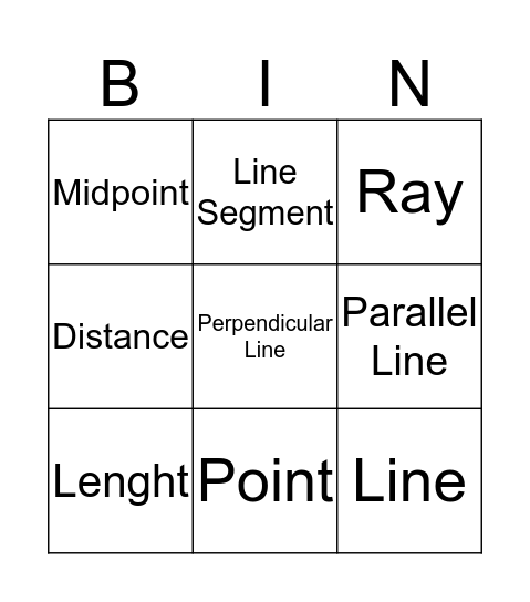 Basic Geometry Vocab Bingo Card