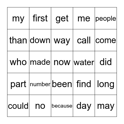 Nevaeh's Sight Words Bingo Card