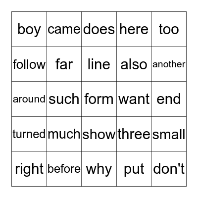 Nevaehs's Sight Words Bingo Card