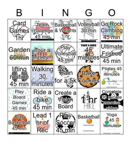 Recreational Therapy  Bingo Card