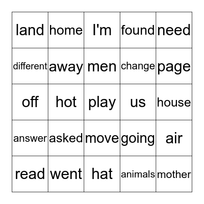 Nevaeh's Sight Words Bingo Card
