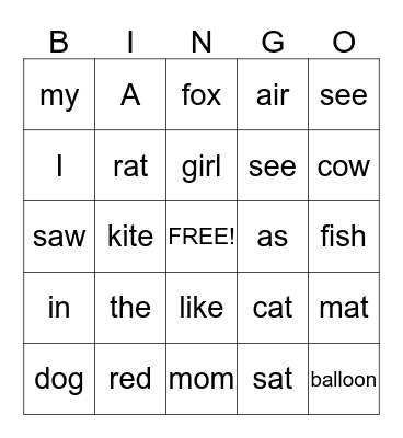 reading bingo Card