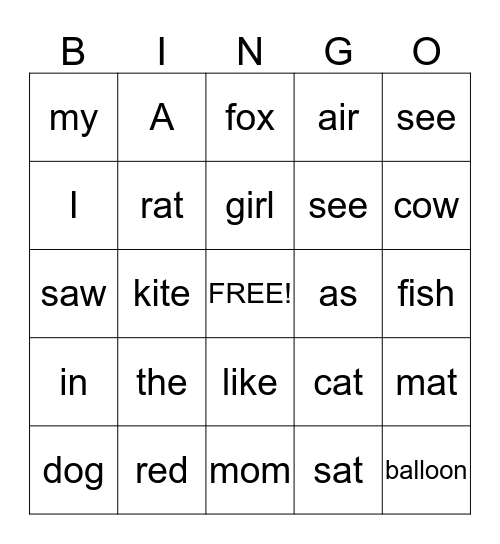 reading bingo Card