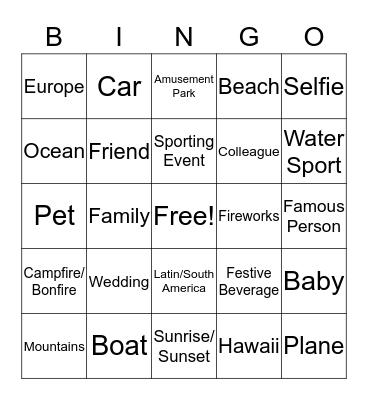 Lafayette Summer Photo Bingo Card