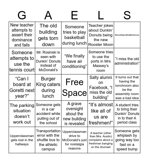 Goretti New School Bingo Card