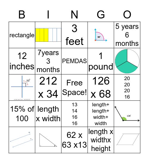 Ms. Bailey's 6th Grade Math Bingo Card