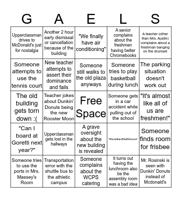 Goretti New Building Bingo Card