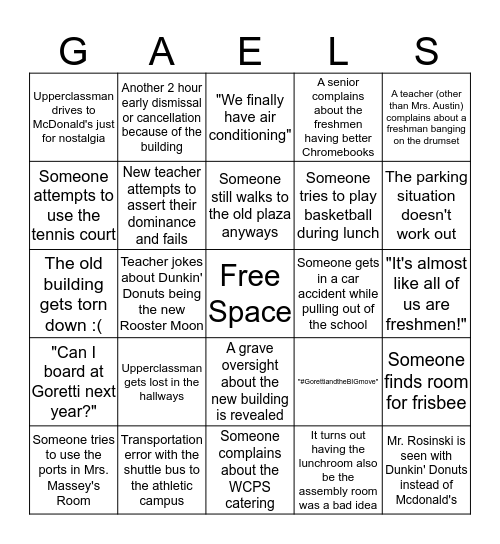Goretti New Building Bingo Card