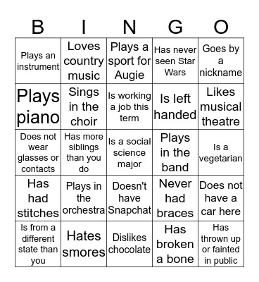 Icebreaker Bingo Card