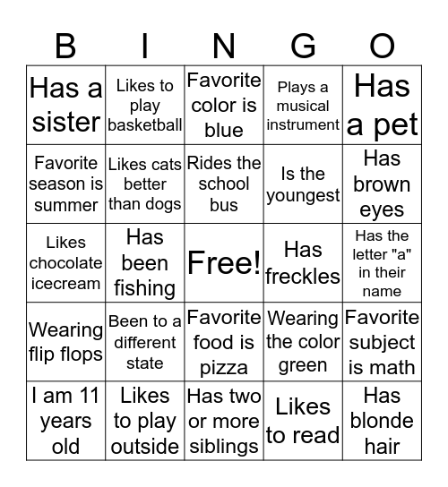 Bingo to meet you Bingo Card