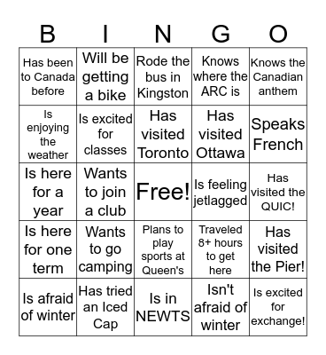 BINGO: Exchange Edition Bingo Card