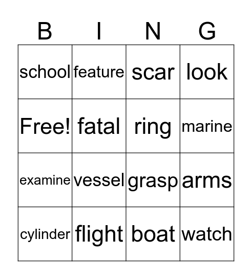 Lesson 1 Bingo Card