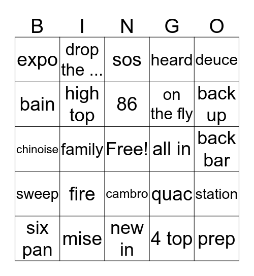 Lingo Bingo Card