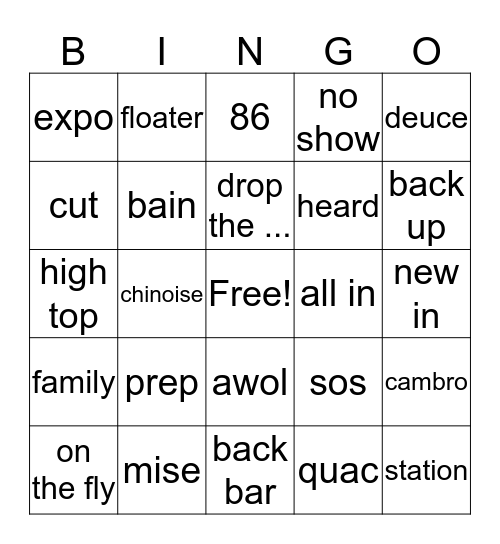 Lingo Bingo Card