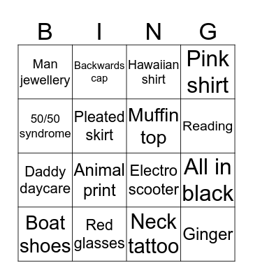 People watching Bingo Card