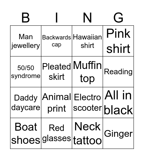 People watching Bingo Card