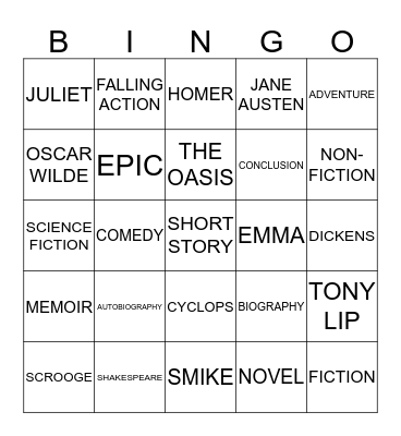 LITERATURE Bingo Card