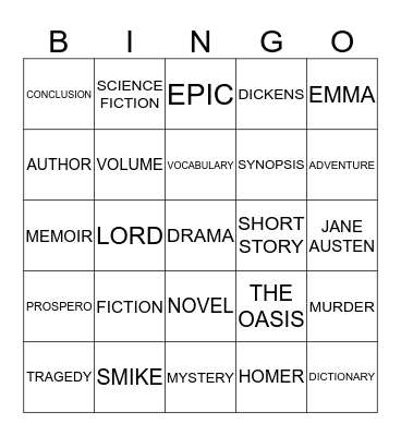 LITERATURE Bingo Card