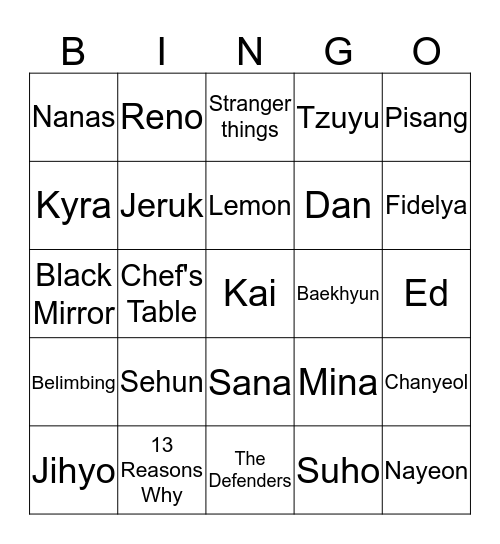 Pinot Bingo Card