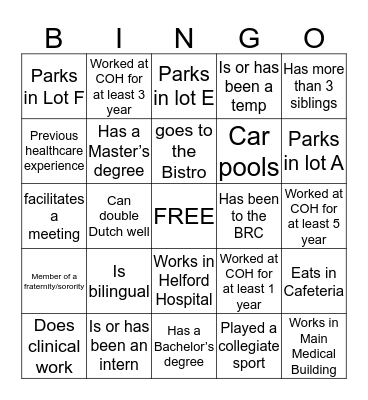 YP BINGO Card