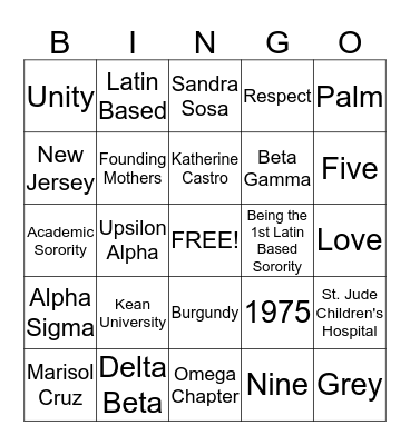 LTA BINGO Card