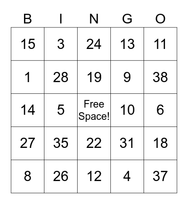 A&C Bingo Card