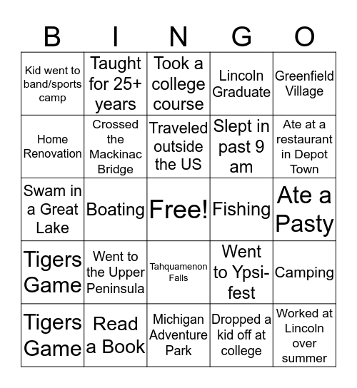 SUMMER FUN! Bingo Card