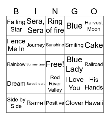 Music Bingo Card