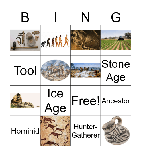 Early Human Vocab Bingo Card
