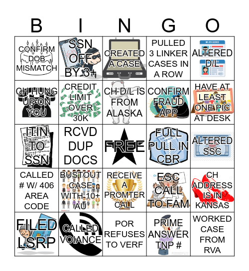 CALL CENTER BINGO Card