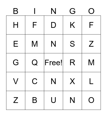 ALPHABET BINGO Card