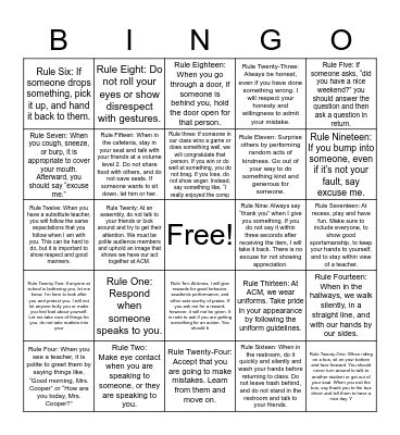 ACM Essential 25 Bingo Card
