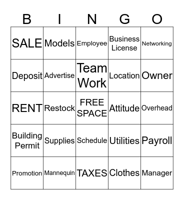 Mia's Boutique  Bingo Card