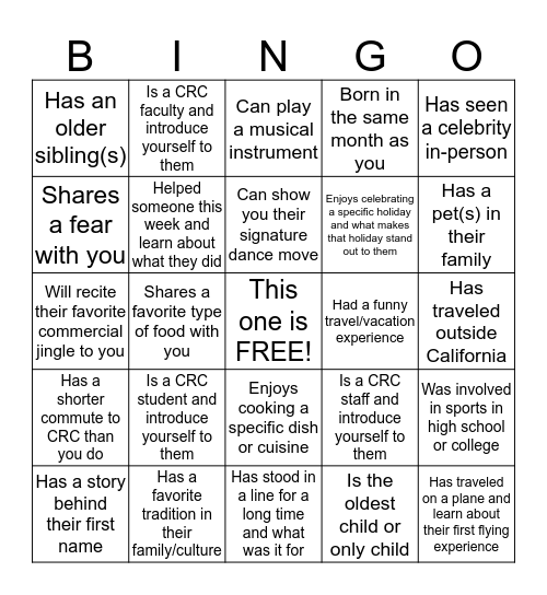 Find Someone Who... Bingo Card