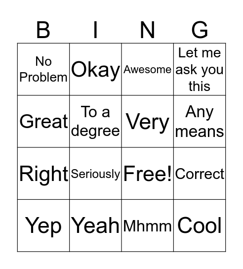 Bill's Key Phrases Bingo Card