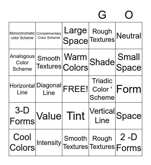 Elements of Design Bingo Card