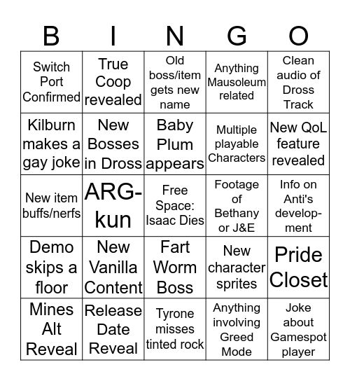 Repentance PAX Stream Bingo! Bingo Card