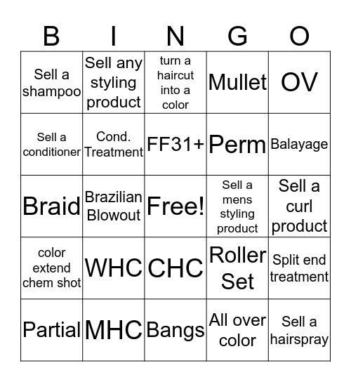 Contest Time Bingo Card