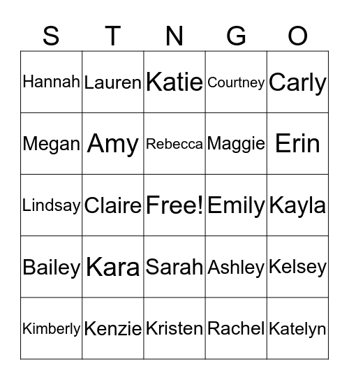 Stengo Bingo Card