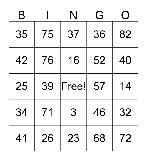 Birthday Bingo Card