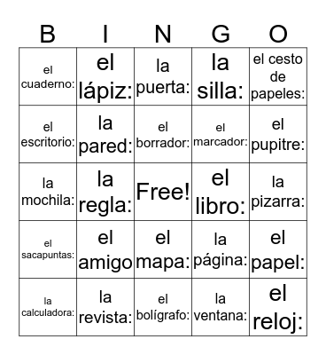 Cosas en la clase Bingo Card